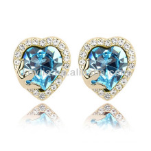 Women noble heart shape sapphire gemstone earrings ring jewelry wire